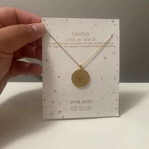 Taurus Gold Star Map Sequin Pendant Necklace